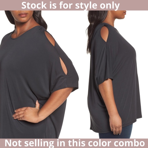 NWT Sejour‎ [ PLUS SZ 2X ] Cutout Sleeve Tee Top in Rust Spice - Picture 3 of 12